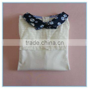 Wholesale OEM Children Girls Cotton Long Sleeve Shirt, Girls Boutique t Shirt With Flower Printed Turn Over Neck photo-6