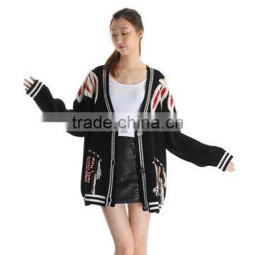 Flower Embroidery Cardigan Kimono 2017 Fall Fashion Girl Loose Cardigan Sweater photo-3