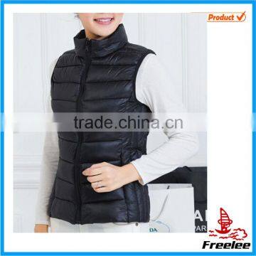 2015 Womens Black Down Vest, Quilted Hooded Vest for Womens