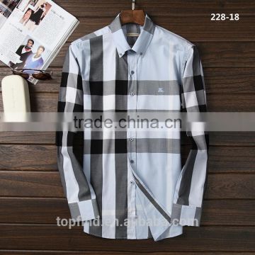 Button down collar checkered new design custom polo shirt for man