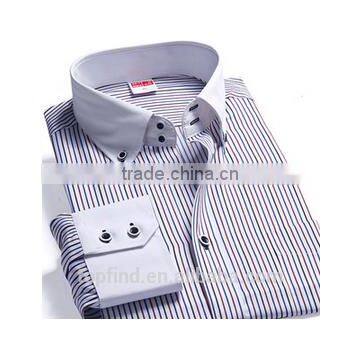 Latest Shirt Designs for Men 2015 Long Sleeve Stripe Casual Business Man Shirt photo-3