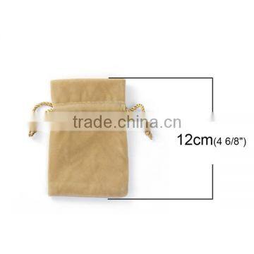 Velvet Jewelry Bags Drawstring Rectangle Brown 12cm X7.6cm photo-2