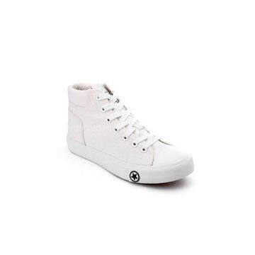 White All Match Women\'\'s Retro High Cut Canvas Lace Up Sneakers