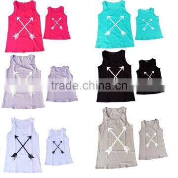 Wholesale mommy and me tank shirts matching sets baby girl tank top women's cross arrow tanks