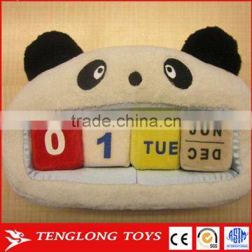 Wholesale high quality stuffed panda head diy desk plush block calendar