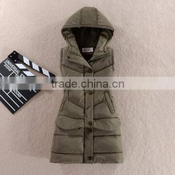 2016 NEW Style Hooded Quilted Waistcoat Designs for women with detachable hem