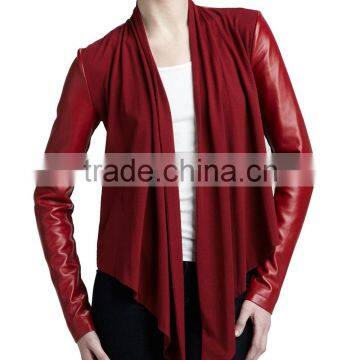 Sexy Drape Front Lambskin Leather Jacket photo-2