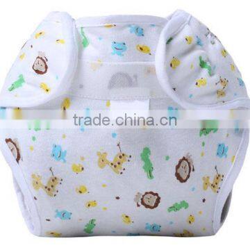 cute animal pattern printed 100% cotton reusable sleepy baby cloth diaper