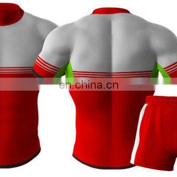 Manufacture red custom design sublimation rugby jersey with socks