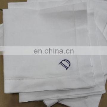 wholesale hemstitched white linen wedding customized monogramming tabble napkins