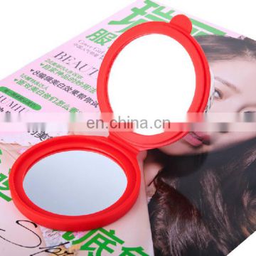 Promotional round shaped silicone cosmetic mirror