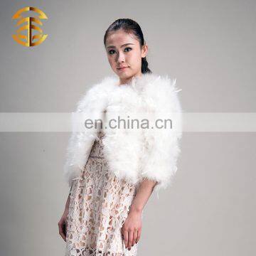 Hot selling modern Custom White womens Short turkey fur coat