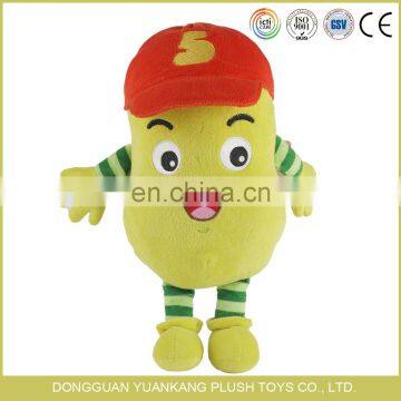 Soft cartoon emoji doll green character toy with hat