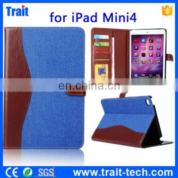 Stylish Jeans Cloth Textured Splice Color for iPad Mini 4 tablet cover