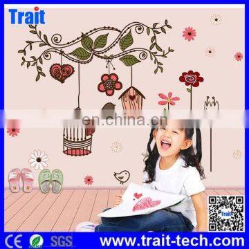 Cute Birdcage Flowers Pattern DIY Removable PVC Decals Wall Stickers for Children Room