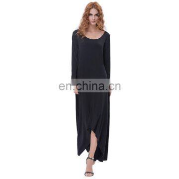 Kate Kasin Womens Casual Loose Long Sleeve Crew Neck Black Irregular Hem Dress KK000711-1 photo-3