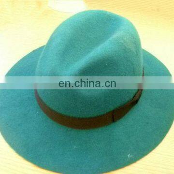 Fashion wool felt hat with wide brim,Green wool felt floppy hat, Wool hat blue sky for ladies