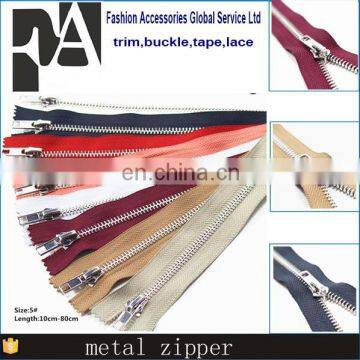 10cm-20cm 100pcs Close-End Metal Zippers With Pearl Slider, Multi-color #5 Zipper