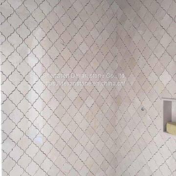Stylish Crema Marfil Herringbone Bathroom Wall Mosaic photo-4
