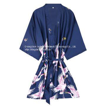Xianhe Pajamas Female Summer Mid-sleeved Bride Morning Robe Large Size Home Robe Bathrobe photo-2