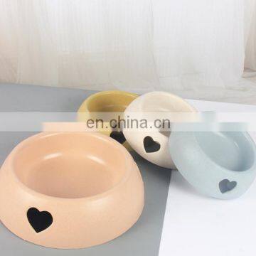 Round Cat Bowl Heart Printed Pets Feeder Water Bowl Dog Bowl Neck Protection