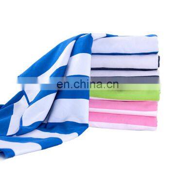 Custom Quick Dry Stripes Microfiber Suede Sand Free Beach Towels With Pocket photo-3