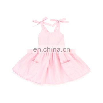 Baby Girl Solid Pink Color Dress halter Sweet Baby Girl Dress with two cute pocket Summer Clothings