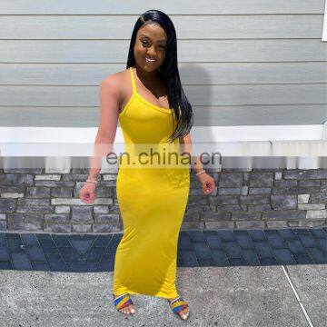 LAITE D2127 Women Solid Color Casual Dresses Ladies Backless Halter Plus Size Dresses photo-4