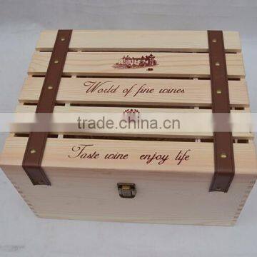 Custom Logo and Color Pine Wooden Six Wine Packaging Box,wine Gift Boxes