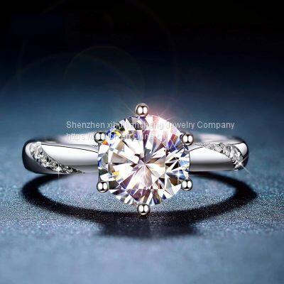 Real 3 Carats D Color Moissanite Wedding Rings For Women 100% 925 Sterling Silver Sparkling Engagement Party Fine Jewelry