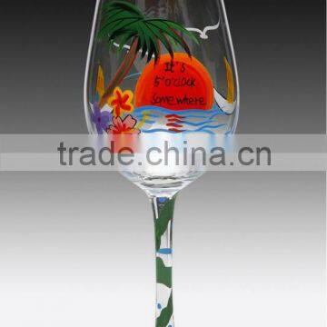 wholesales high quality hand painted stem wine glass for wedding and holiday