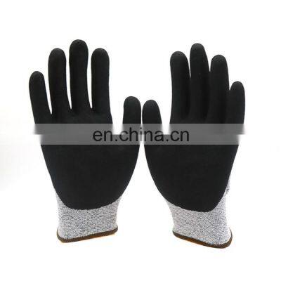 Durable Power Grip Sandy Nitrile Palm Coated HPPE Cut Protective Safety Work Slicer Gloves