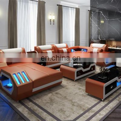 High quality modern design living room sofa set with LED light