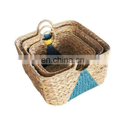 K&B Amazon hot sale Wholesale Eco-friendly handmade extra large straw woven storage basket set 4 set 3