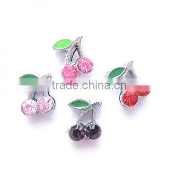 2015 Fashion DIY Store Cherry Rhinestone Metal Craft 8mm Slide Bead Charms