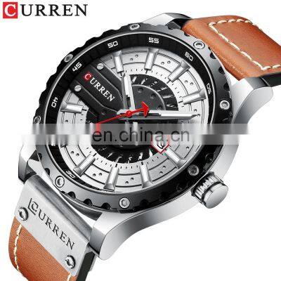 Curren 8374 Nice Quartz Watches for Men Analog Fashion Leather Unusual Custom Brand Watch