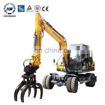 8 ton digger machine mid-large material handling wheel excavator new smart transporting excavator