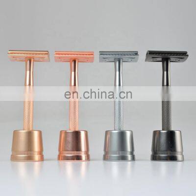 Mens Best Choics Shaver Matte Rose Gold Brass Metal Handle Double Edge Blade Safety Shaving Razor photo-5