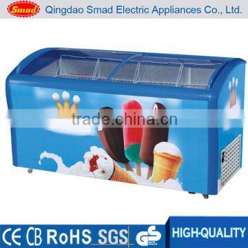 388L sliding glass door freezer for ice cream display