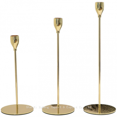 Set of 3 Pieces Glossy Golden Candle Stand With Diamond Top Decorative Candlestick Stand Easily Assembled Top Quality Candle Stand for Christmas