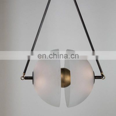 Modern Solid Brass Pendant Lamp LED Light Source with Glass Body Warm White Middle-Sized Light Chandelier for Living Room