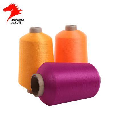 Low breakage 50denier polyester dty yarn semi dull yarn polyester with 536 stock colors for woven label