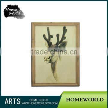 Antique Impressionist Sika Deer Chinese Ink Painting With Frame