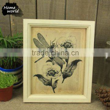 White Landscape Painting Dragonfly &Flower Picture Photo Frame photo-3