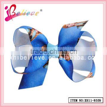 Very popular ribbon bow hair bows clip,3 inch frozen bow hair accessories wholesale