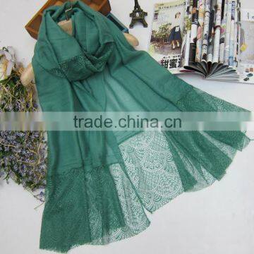 100cm * 210cm Fashion Trendy Women Lady Plain Cotton Linen Lace Hijab Shawl photo-2