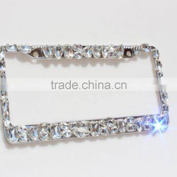 Luxury diamond rhinestone license plate frames custom clear crystal license plate frame