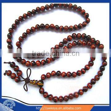 6mm Tibetan Buddhist 108 red tiger eye stone Prayer Bead Mala Necklace