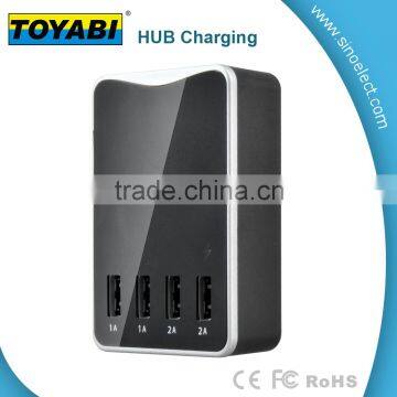 Portable travel charger 4 Ports smart USB Hub charger with Positive and negative interpolation