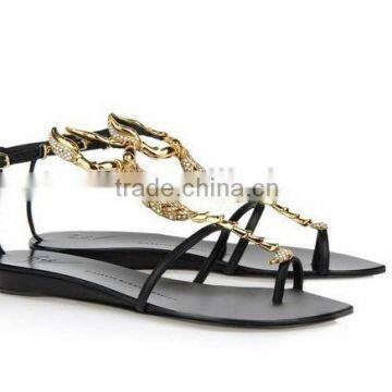 Flat sandals fashion style summer shoes high quality 2014 popular women shoes with scorpion chain